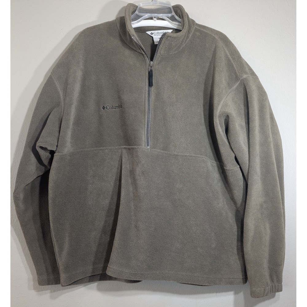 Columbia Fleece Jacket Half Zip Men's XL Taupe Moss Green Clean